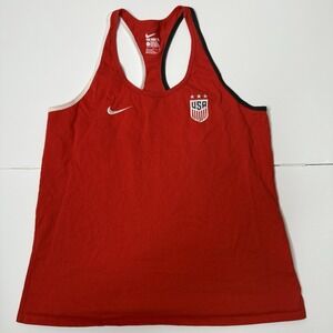 Nike USA Tank Top Women sz L Red Racerback Athletic Summer Olympics Pool